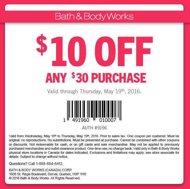 Bath & Body Works Canada Coupon