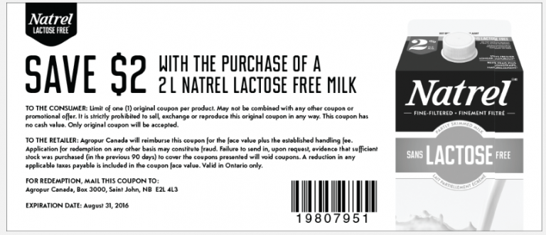 Natrel Canada Milk Coupon: Save $2 off Natrel Lactose Free Milk ...