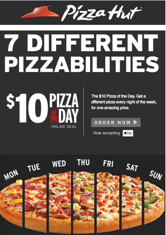 Pizza Hut Canada Online Offers Get Different Pizza of The Day For Just