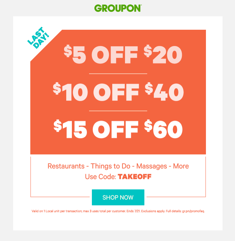 Groupon Canada Offers Save 5 Off 20, 10 Off 40 & 15 Off 60 On