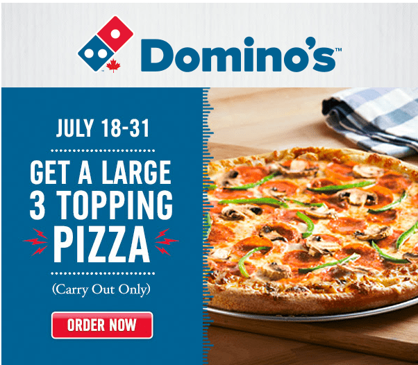 Domino’s Pizza Offers: Get 1 Large 3 Topping Pizza For $9 .99 with ...