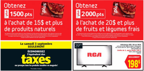 Maxi & Cie Quebec Save the Tax on Saturday 3rd September + PC Plus