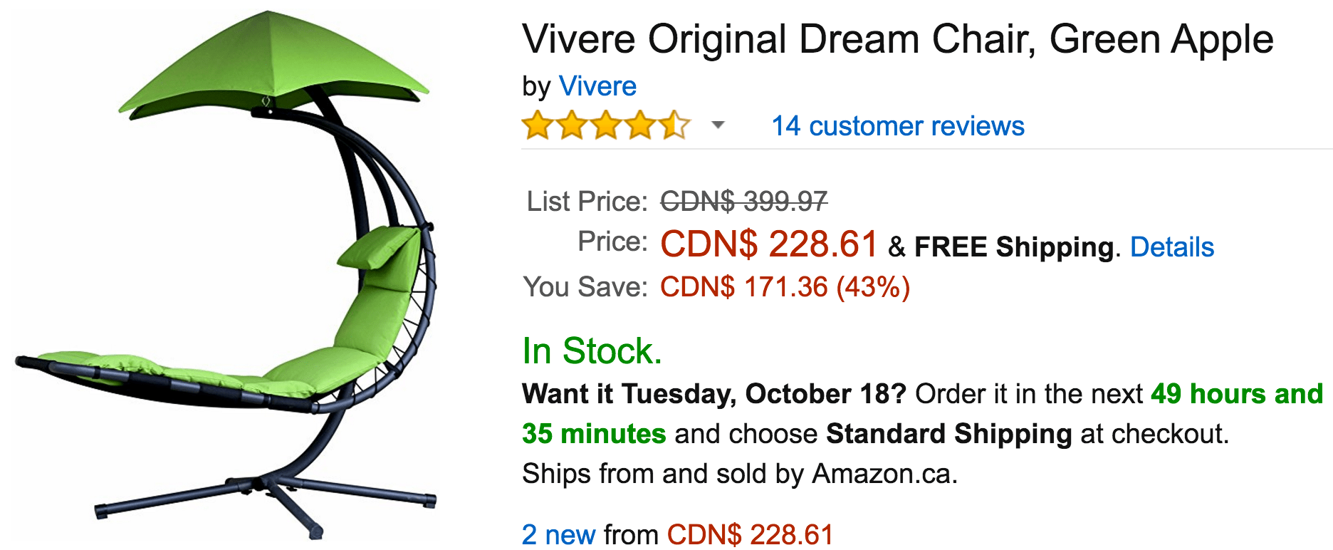 Amazon Canada Deals Of The Day Save 43 On Vivere Original Dream