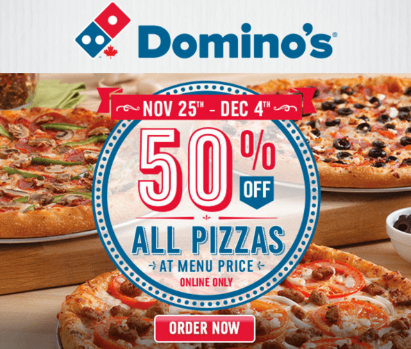 Domino’s Pizza Canada Black Friday Deal: Save 50% Off All Pizzas with ...