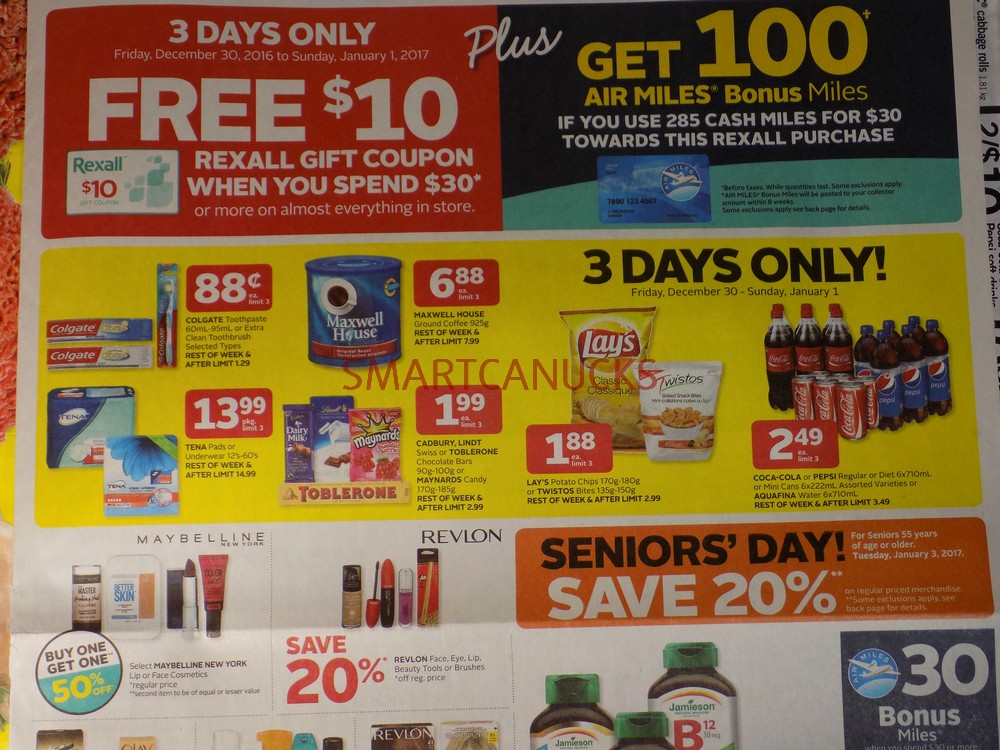 Rexall Spend $30 & Get 100 Air Miles Plus $10 Coupon