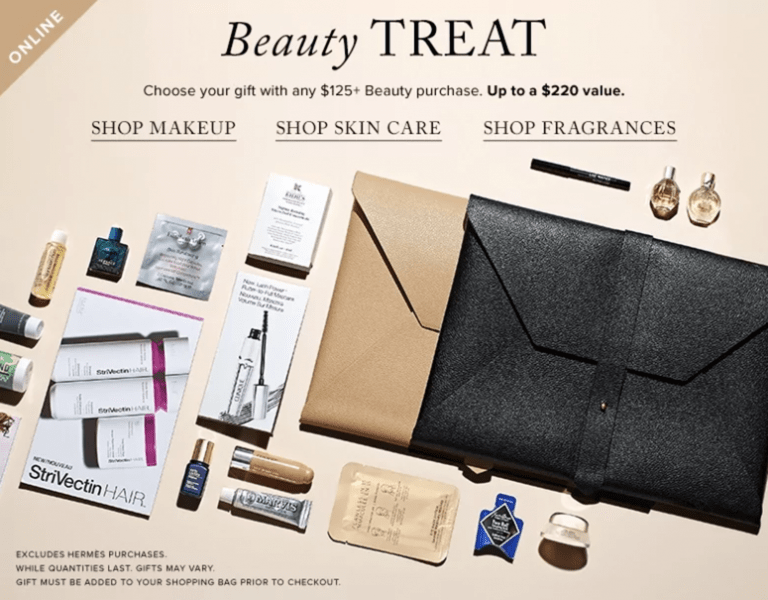 Hudson's Bay Canada Holiday Beauty Deals FREE Beauty Treat (up to 220