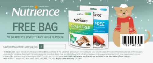 Nutrience Coupon FREE Bag SmartCanucks.ca