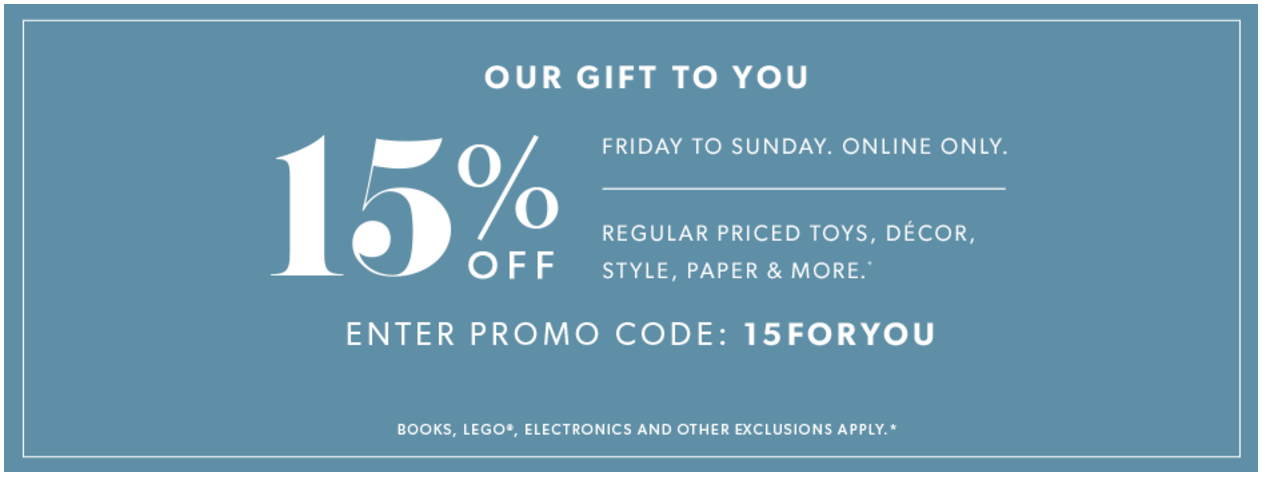 Indigo Canada Weekend Online Promo Code Offers: Save 15% Off Regular ...