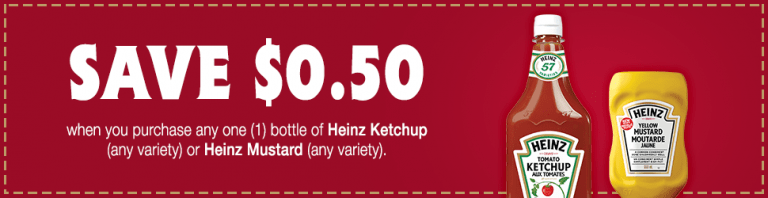 Canadian Coupons: Save 50 Cents On Any ONE Heinz Mustard Or Ketchup ...