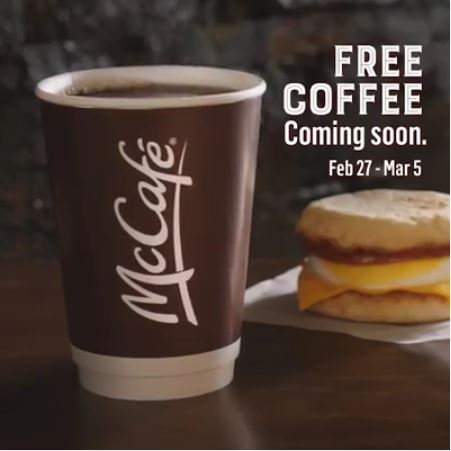 McDonalds Free McCafe Small Coffee Canada