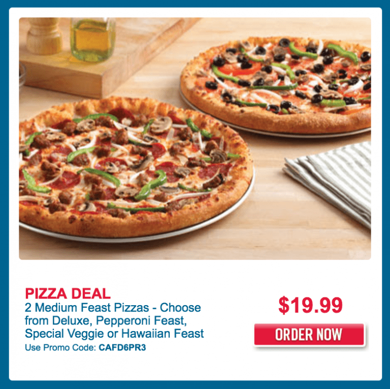 Domino's Canada Offers 2 Medium Feast Pizzas for 19.99, 1 Large