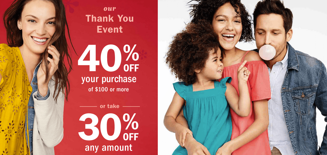 Old Navy Canada Thank You Event Sale: Save 30% off Everything OR 40% ...