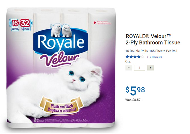 Royale Velour 4.98 After Coupon at Walmart Canada