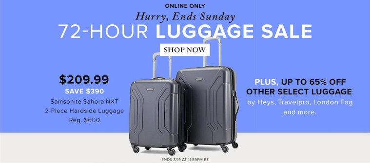 the bay luggage sale