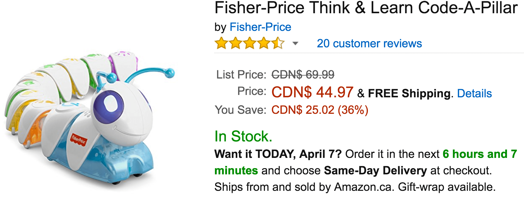 fisher price code a pillar canada