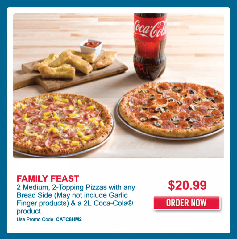 Domino's Pizza Canada Offers 2 Medium, 2Topping Pizzas with any Bread
