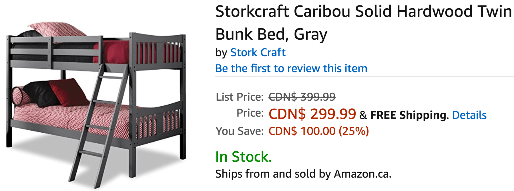 Storkcraft caribou solid hardwood online twin bunk bed