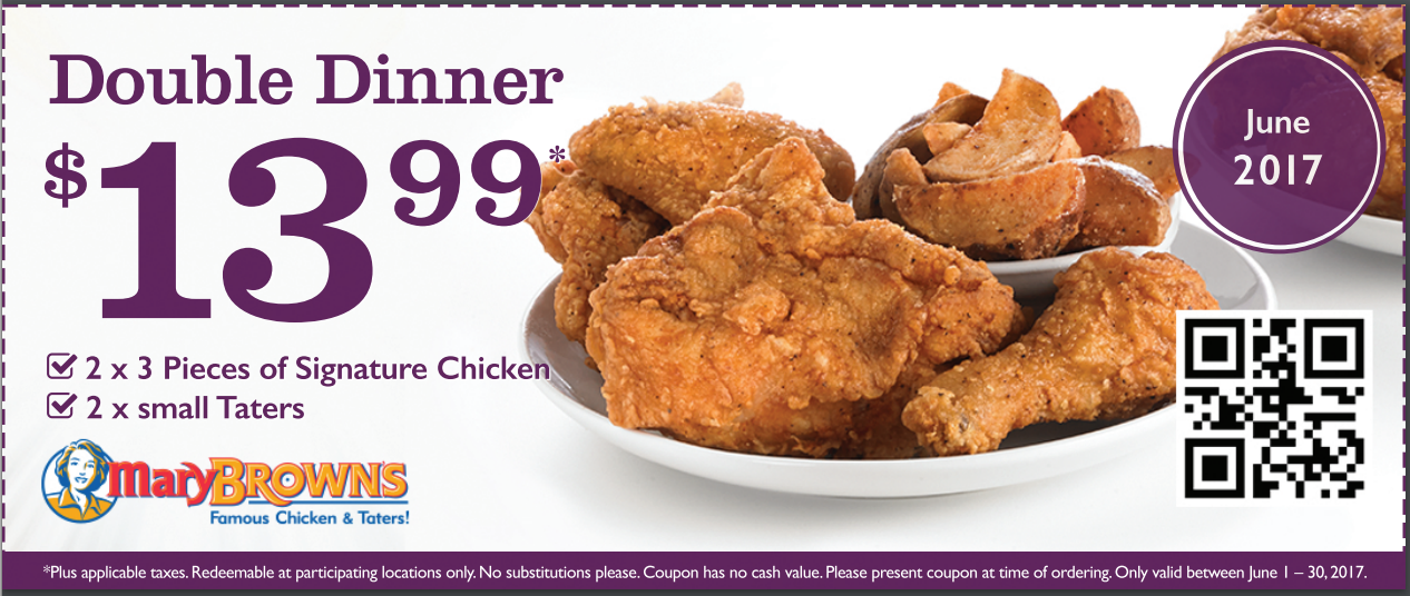 Mary Brown's Canada June Coupon: Double Dinner for $13.99 ...