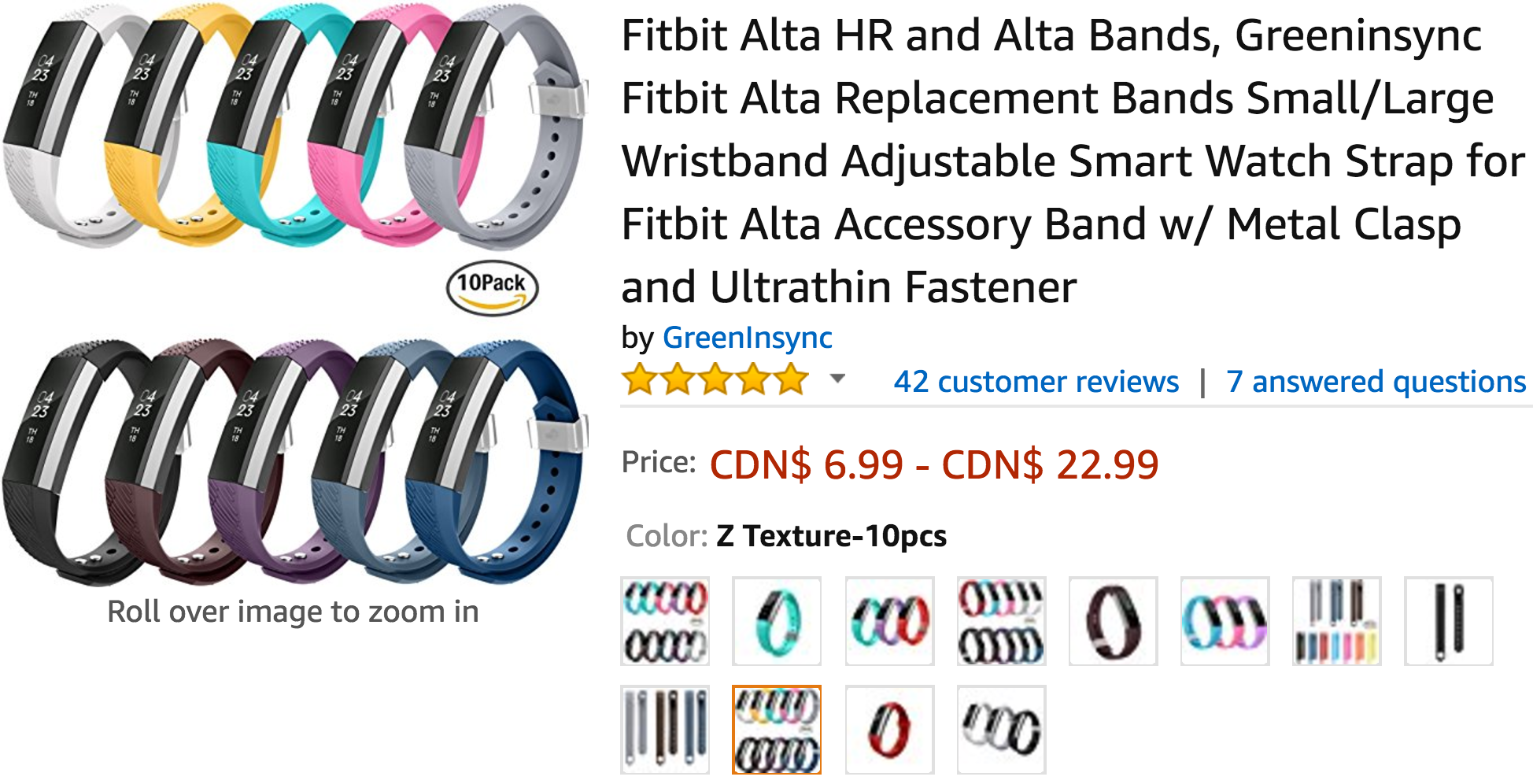 fitbit alta replacement bands canada