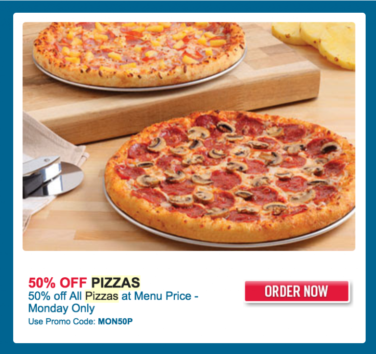Domino's Pizza Canada Deals Save 50 off All Pizzas at Menu Price
