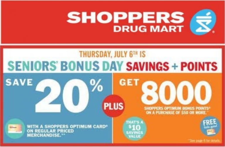 Shoppers Drug Mart Canada Seniors Bonus Day Offers Save 20 + Get 8000