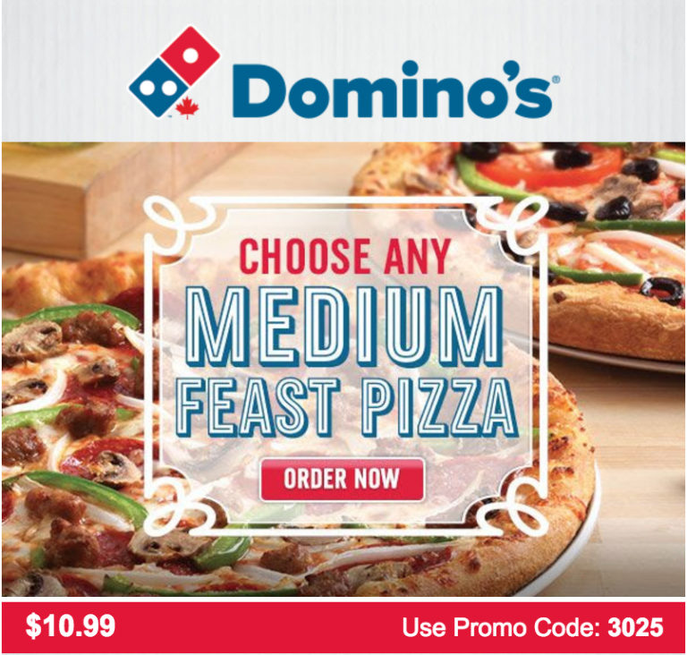 Domino's Pizza Canada Promo Code Offers: Any Medium Feast Pizza For $10 ...