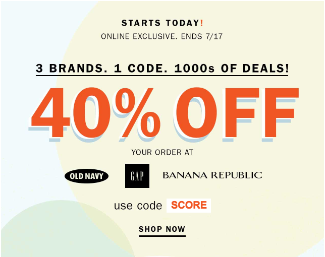 Banana Republic Gap Old Navy Canada Offers: Save 40% Off Your