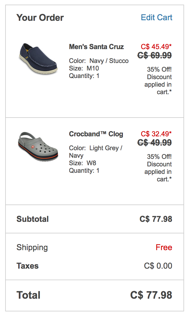 crocs free shipping coupon code