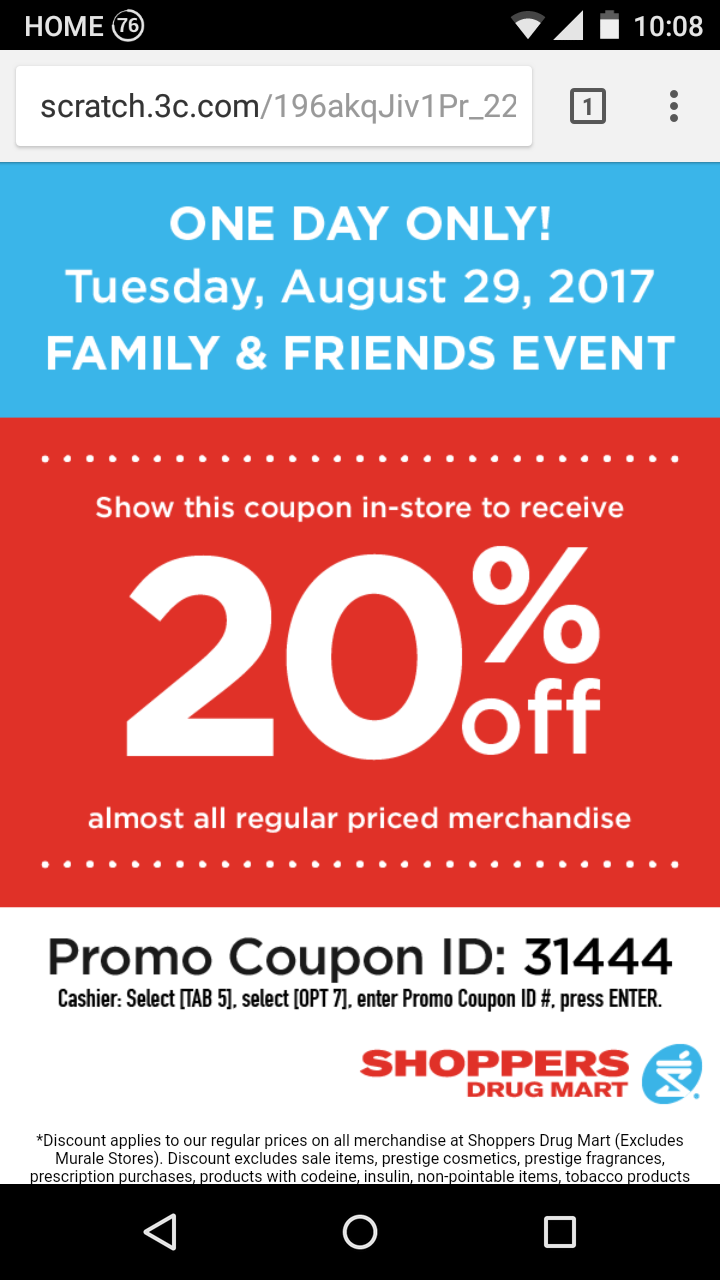 Shoppers Drug Mart Friends & Family Discount Save 20 On Regular