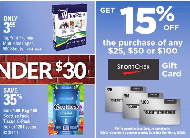 Sportchek Gift Cards on sale at Canadian Tire
