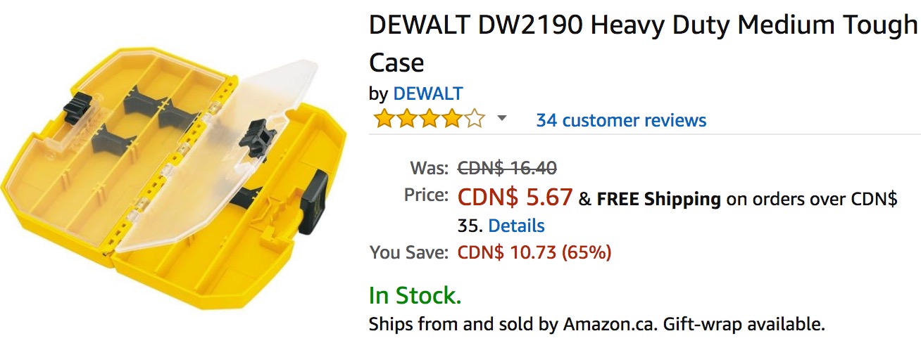 DEWALT DW2190 Heavy Duty Medium Tough Case