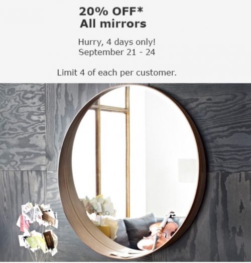 IKEA Canada Sale Save Off 20 Off All Mirrors Canadian Freebies