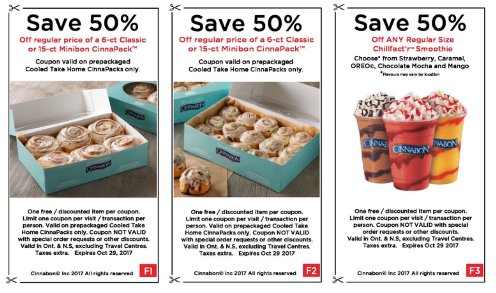 Cinnabon Canada Coupons Save 50 Off Classic CinnaPack & Smoothies