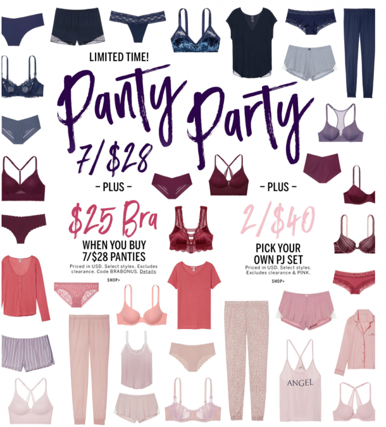 Victoria Secret Canada Panty Party Sale + Buy 1, Get 1 FREE Bralettes