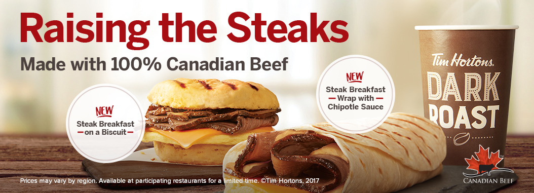 Tim Hortons adds new Steak and Egg Breakfast Sandwich to menu, featuring  slow-cooked 100% Canadian seasoned beef