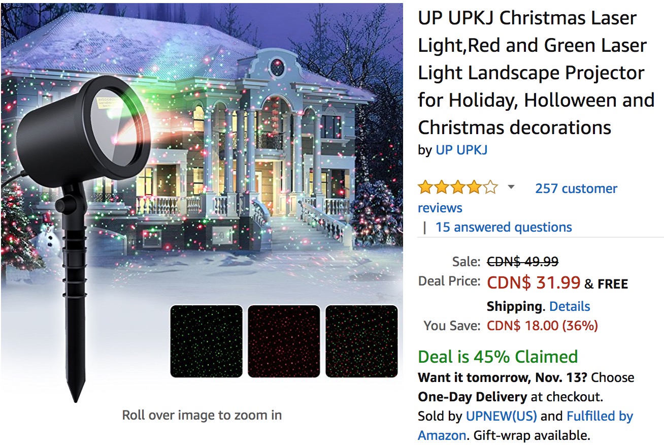  Amazon  Canada  Deals Save 36 on UP UPKJ Christmas  Laser 