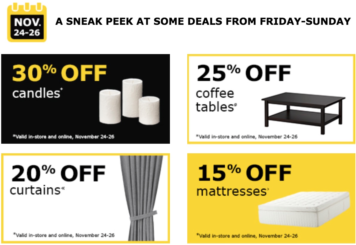 Rodeo tegenkomen liefdadigheid IKEA Canada Black Friday 2017 Deals: FREE Breakfast, $50 Off $200, 30% off  Candles, 25% off Coffee Tables & More - Canadian Freebies, Coupons, Deals,  Bargains, Flyers, Contests Canada Canadian Freebies, Coupons, Deals,  Bargains, Flyers, Contests Canada