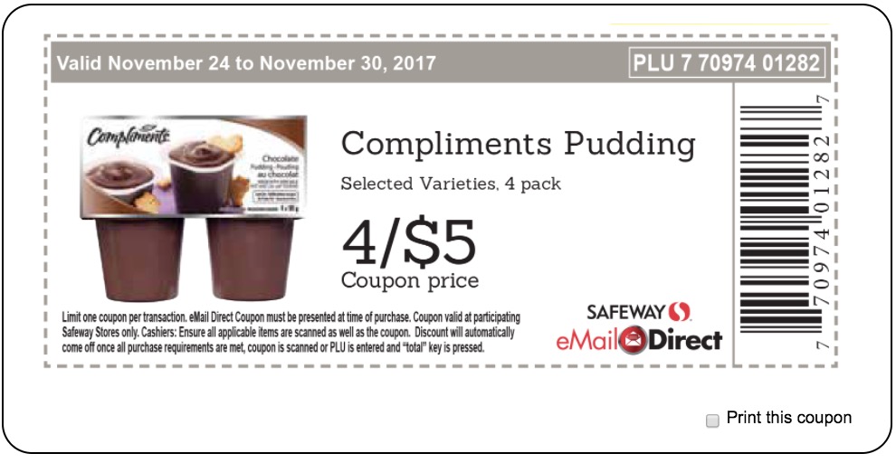 Safeway, Sobeys Canada Weekly Coupons Compliments Pudding