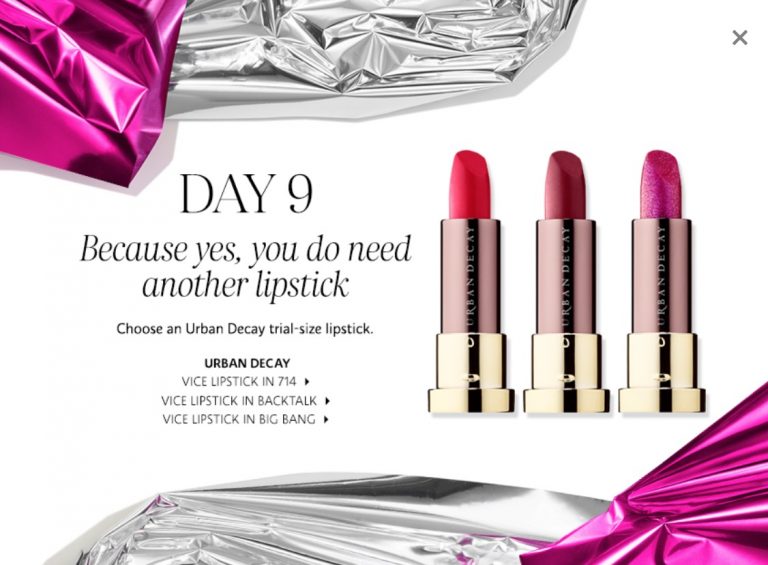 Sephora Canada 25 Days of Delights Deals Today FREE Urban Decay Vice