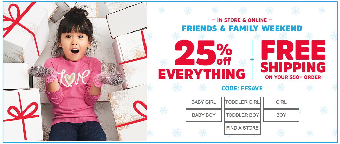 Carter's OshKosh Canada Friends & Family Sale: Save 25% off Your Entire  Purchase Including Clearance Styles with Promo Code! - Canadian Freebies,  Coupons, Deals, Bargains, Flyers, Contests Canada Canadian Freebies, Coupons,  Deals