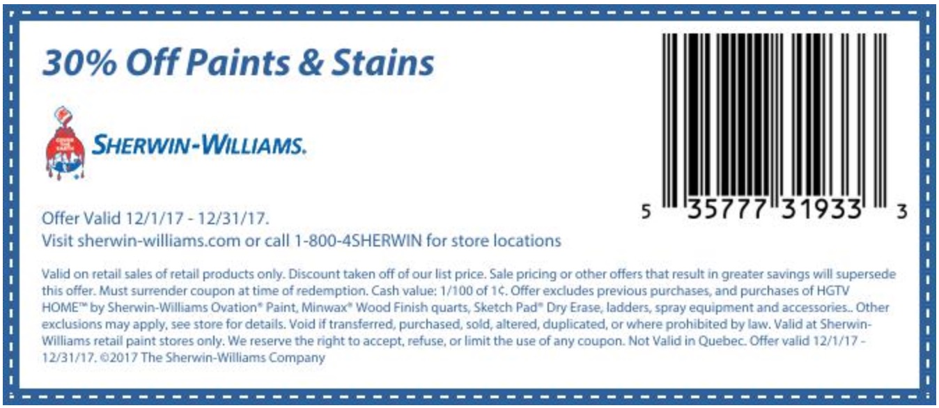 Sherwin Williams Printable Coupon