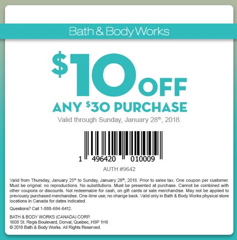 Bath And Body Works Coupons In Store 10 Off 30 Stein Mart