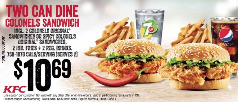 kfc canada new year printable coupons zinger combo for 6