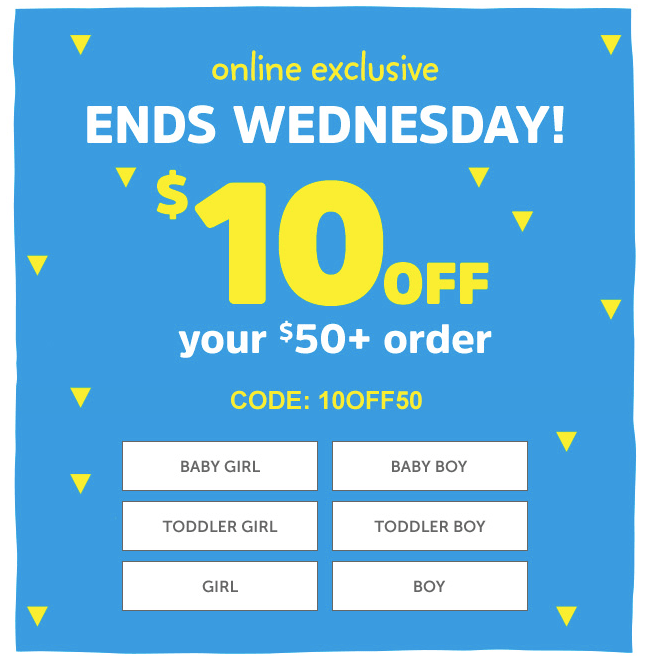 Carter's OshKosh B'Gosh Canada Exclusive Save 10 Off 50 Purchase