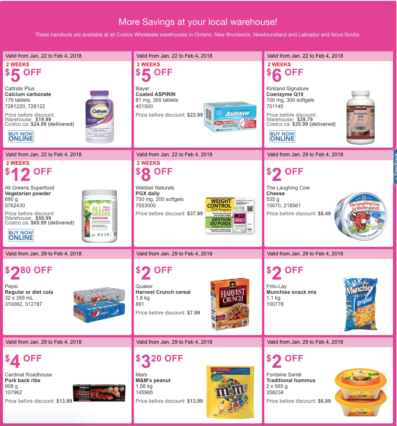 Costco Canada Winter Savings Weekly Coupons Flyers For Ontario New Brunswick Newfoundland Labrador And Nova Scotia January 29 February 4 Canadian Freebies Coupons Deals Bargains Flyers Contests Canada