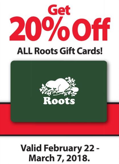 Fortinos 20% Off Roots Gift Cards