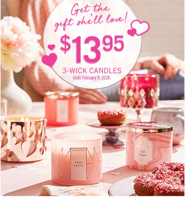 valentine's day candles bath and body works