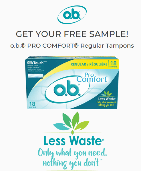 Canadian Free Samples Get A Free Sample Of O B Pro Comfort Tampons Canadian Freebies Coupons Deals Bargains Flyers Contests Canada