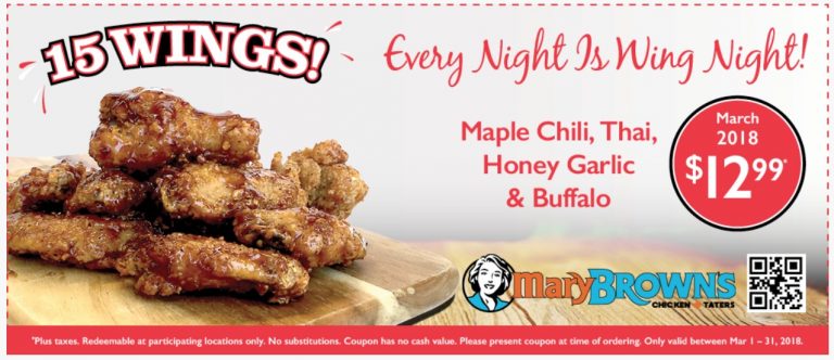 Mary Brown's Chicken &amp; Taters Canada March Coupon: Maple Chili, Thai ...