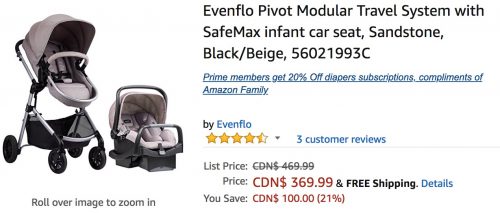 Amazon Canada Deals: Save 21% On Evenflo Pivot Modular Travel System